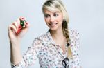 Pretty Young Teacher Woman Writing On The Screen Stock Photo