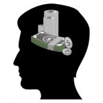 Human Brain Thinking Money Stock Photo