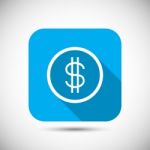 Money Coin Flat Long Shadow Icon Stock Photo