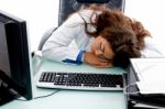 Sleeping Doctor In Clinic Stock Photo