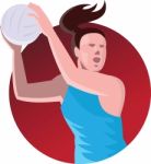 Netball Player Passing Ball Retro Stock Photo