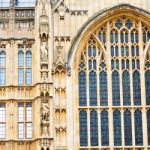 Old In London  Historical    Parliament Glass  Window    Structu Stock Photo