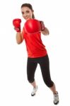 Pretty Girl Boxing Stock Photo