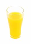 Wide Mount Glass Of Oragne Juice On White Background Stock Photo