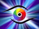 Eye Aperture Represents Color Guide And Chromatic Stock Photo