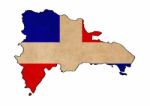 Dominican Map On Dominican Flag Drawing ,grunge And Retro Flag S Stock Photo