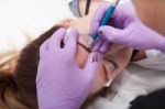 A Woman Getting Permanent Make Up Stock Photo