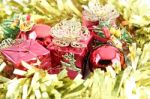 Golden Ribbon And Red Gift Box Stock Photo