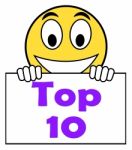 Top Ten On Sign Shows Best Ranking Or Rating Stock Photo