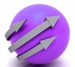 Arrows Purple Sphere Shows Direction Stock Photo