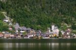 View Of Hallstatt From Hallstatt Lake Stock Photo