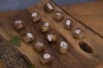 Meatballs On Wooden Cutting Board Stock Photo