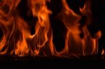 Beautiful Fire Flames On Black Background Stock Photo