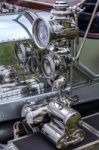 Close-up Of Lights On A Vintage Rolls Royce Stock Photo