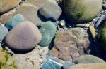 Coloured Rocks In A Saltwater Pool At Bude Stock Photo