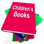 Children's Books Book Stack Shows Reading For Kids Stock Photo