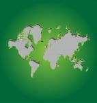 World Map On Green Background Stock Photo