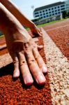 Athletics On The Line Stock Photo