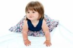 Cute Baby Girl Crawling Stock Photo