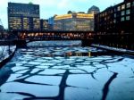 Frozen Chicago River Stock Photo