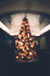 Bokeh Out Of Focus Christmas Tree Background Stock Photo