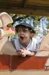 Young Boy Shouting Stock Photo