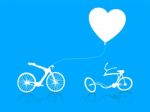 Bicycle With Flying Love Kite Stock Photo