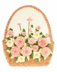 Basket Shape Cake With Flower Stock Photo