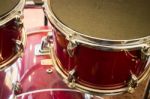 Dark Red Grunge Drum Set Stock Photo