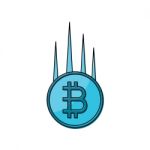 Cryptocurrency Bitcoin Thin Line Flat Design Icon  Illustr Stock Photo