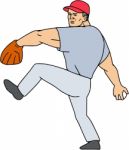 Baseball Player Pitcher Ready To Throw Ball Cartoon Stock Photo