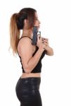 Woman And Gun Stock Photo