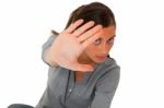 Teenage Girl Hand Block Violence Stock Photo