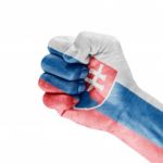 Flag Of Slovakia On Hand Stock Photo