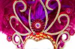 Helmet Decorated With Bright Stones And Feathers For Carnival Stock Photo