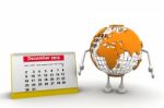 3d Illustration Of Calendar With Earth Globe Stock Photo