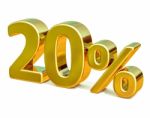 3d Gold 20 Twenty Percent Discount Sign Stock Photo