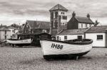 Traditional Fishing Boat On The Beach At Aldeburgh Stock Photo