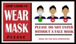 Wear Surgical Mask Sign And Symbol. Medical Mask. The Sign For Wearing Face Covering To Prevent The Spread Of Covid-19. Please Do Not Enter Without A Face Covering Stock Photo