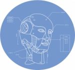 Robot Head Technical Drawing Stock Photo