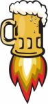 Beer Mug Rocket Ship Blasting Retro Stock Photo