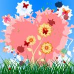 Heart Floral Represents Valentine Day And Blooming Stock Photo