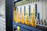 Fiber Optic With Servers In A Technology Data Center Stock Photo