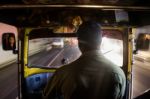 Man Driving Indian Auto Stock Photo