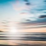 An Abstract Seascape With Blurred Panning Motion On Paper Backgr Stock Photo