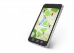 Map On The Smartphone Screen Stock Photo