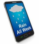 Rain All Week On Mobile Shows Wet  Miserable Weather Stock Photo