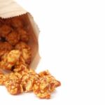 Caramel Popcorn In Paper Box Stock Photo