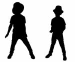 Silhouette Friends Stock Photo