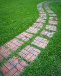 Curved Path On A Lawn Area Stock Photo